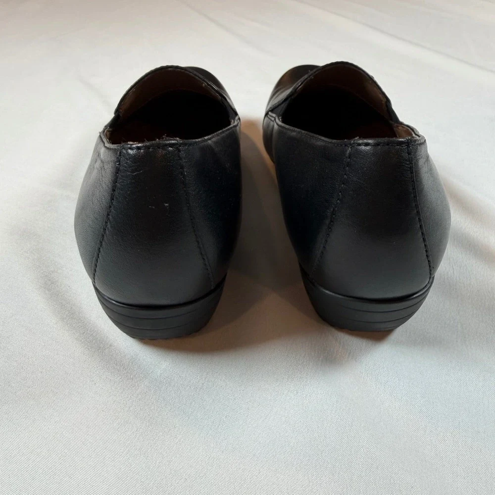 Dansko Fawna Farah Black Leather Slip On Loafers Wedge Shoes Womens 37 US 6.5-7